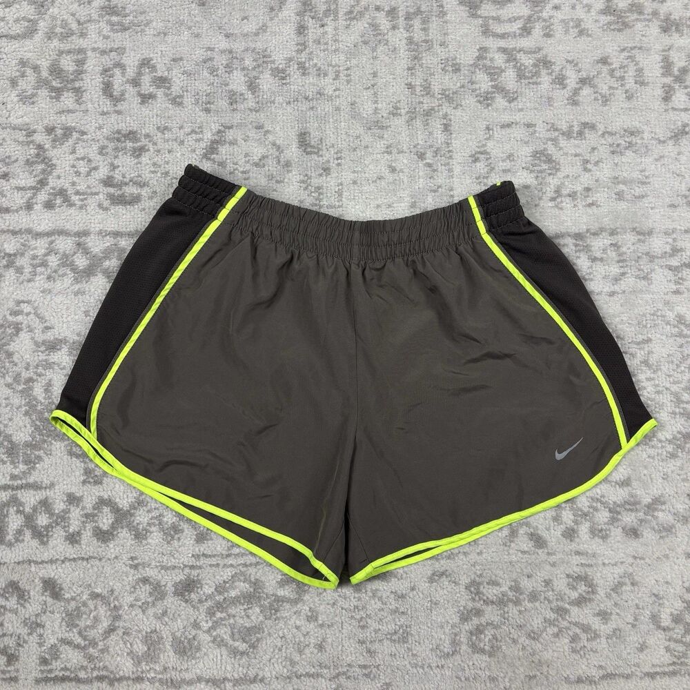 Nike Dri Fit Shorts Green And Grey Running Gym Active Lined Womens Size Medium